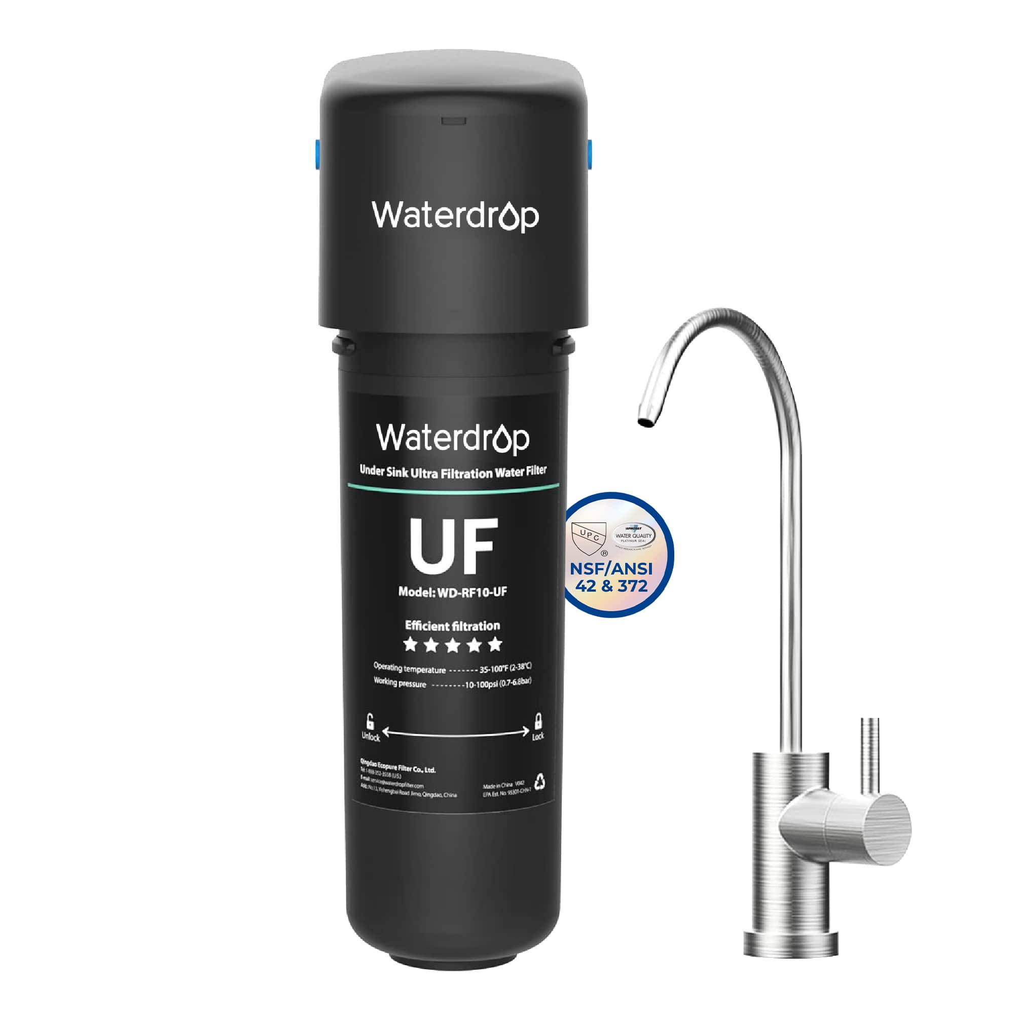 Waterdrop UB-UF Undersink Ultrafiltration Water Filter System With Dedicated Faucet