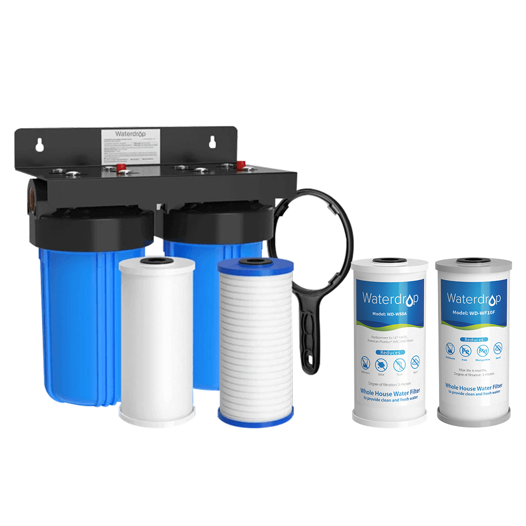 Waterdrop 2-Stage Whole House Water Filter System with Carbon Filter & Sediment Filter