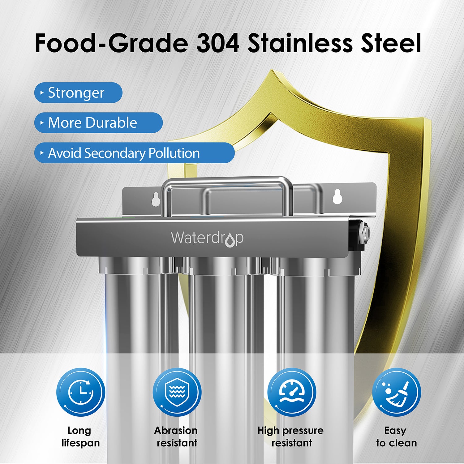 Waterdrop TST-UF 6-stage Undersink Ultrafiltration Stainless Steel Water Filter System