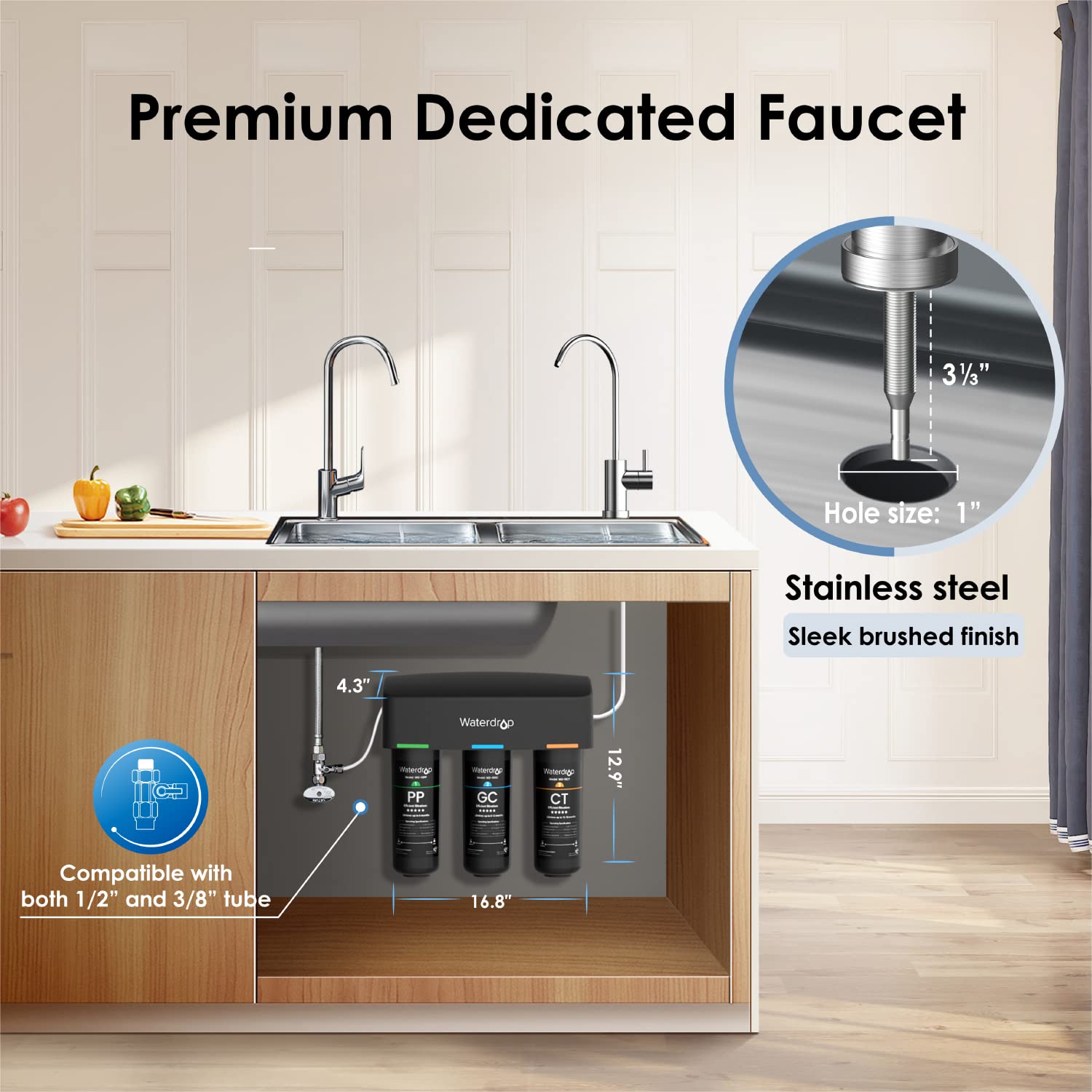 Waterdrop TSB 3-stage Undercounter Direct Connect Filtration System
