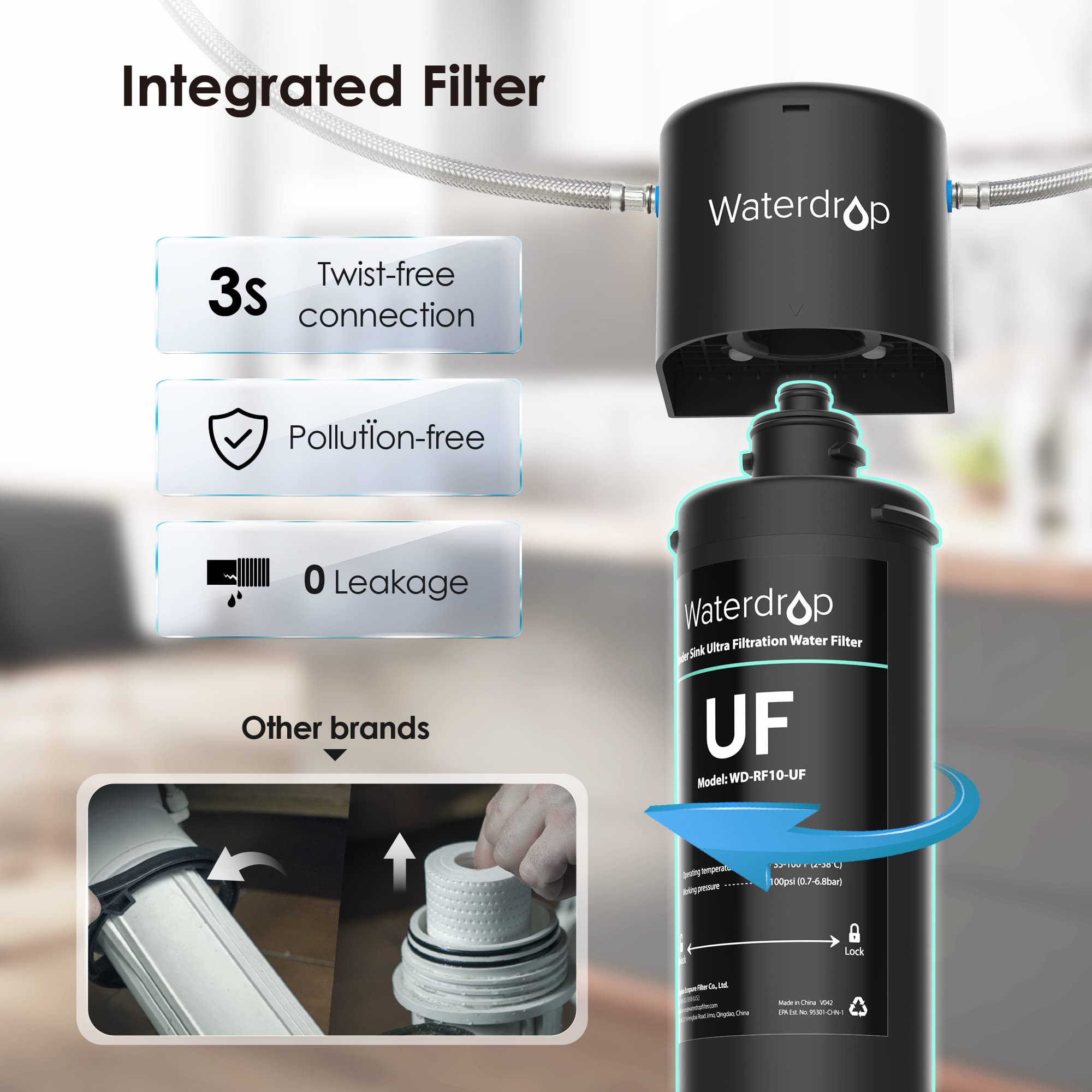 Waterdrop UA-UF Undersink Ultrafiltration Water Filter | Direct Connect Filtration System