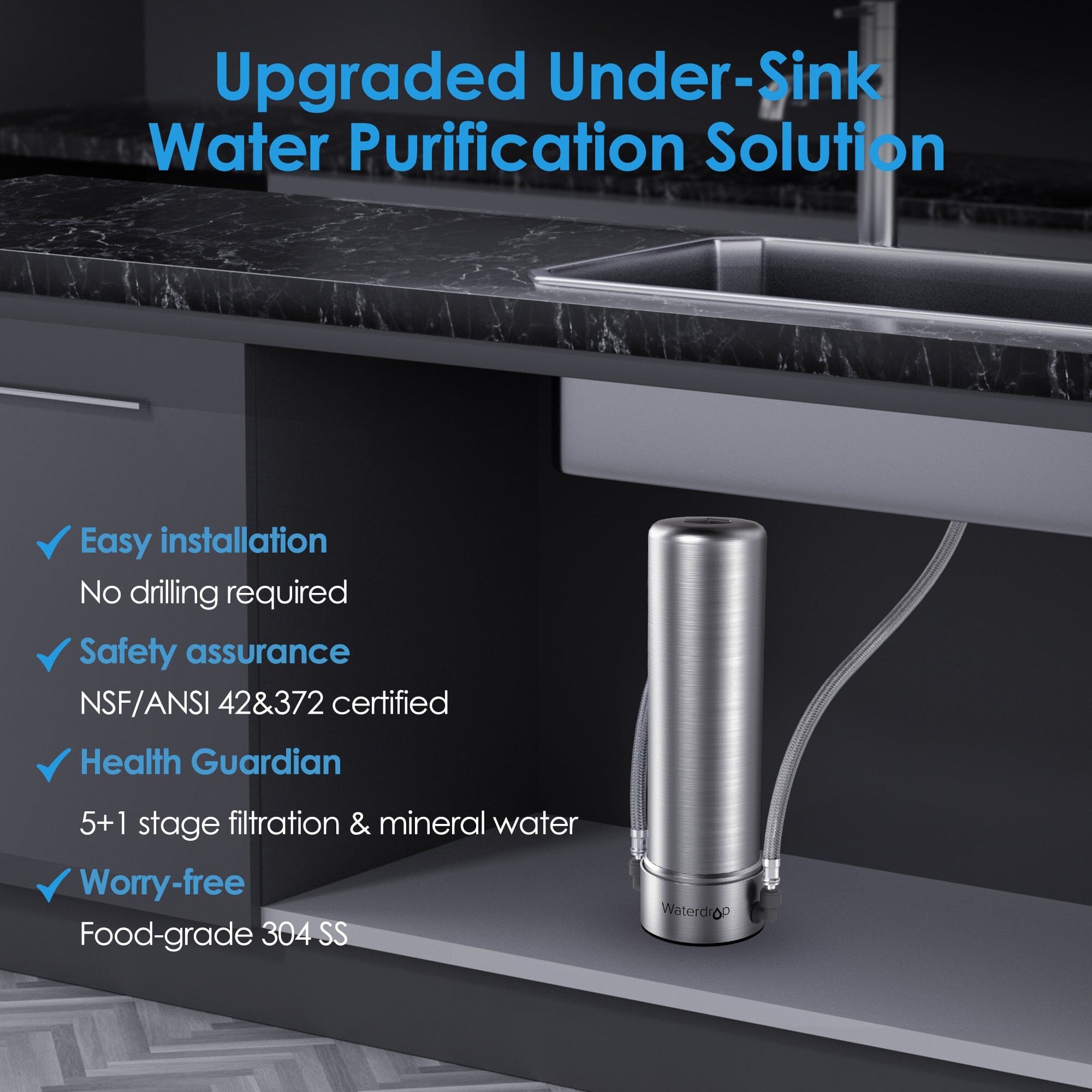 Waterdrop WD-AS13 Under Sink Stainless Steel Water Filter