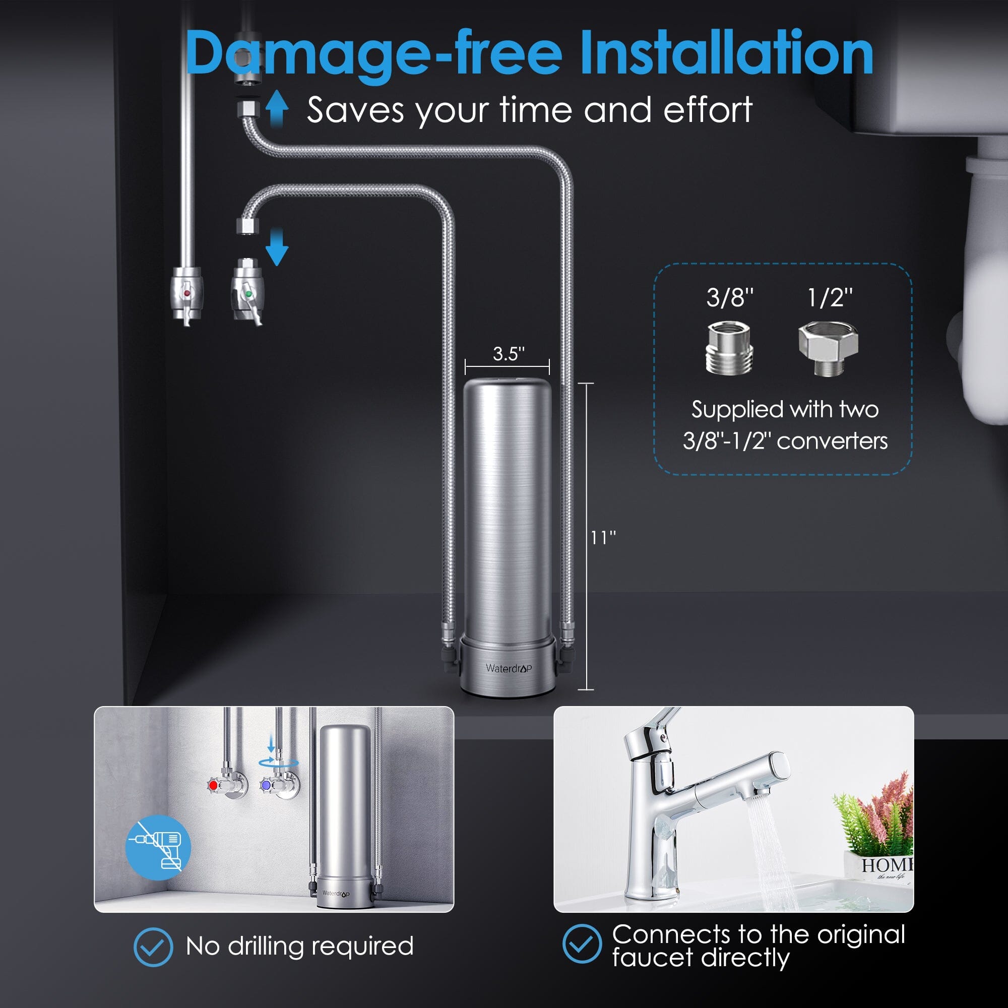 Waterdrop WD-AS13 Under Sink Stainless Steel Water Filter