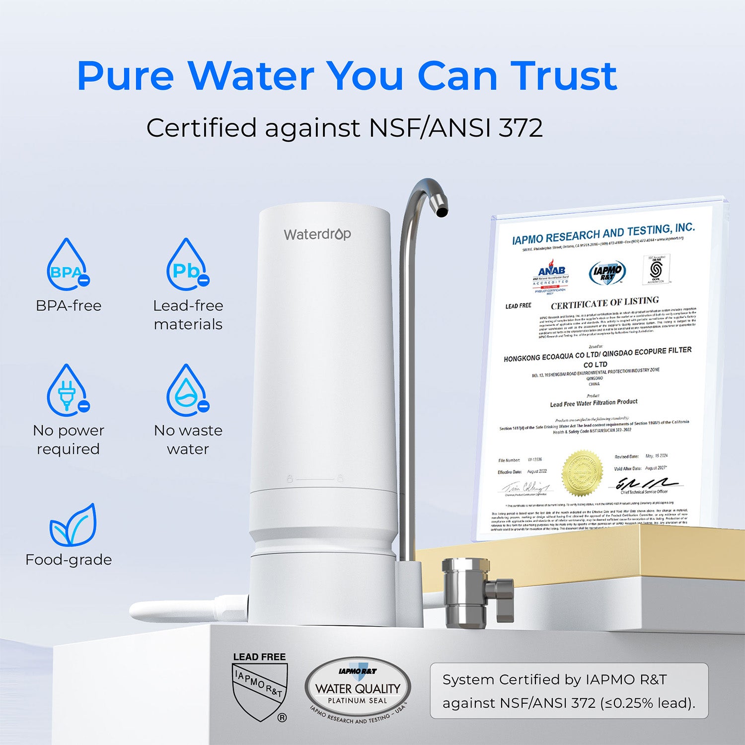 Waterdrop Wasserfilter für Arbeitsplatten-Wasserhähne CTF-05
