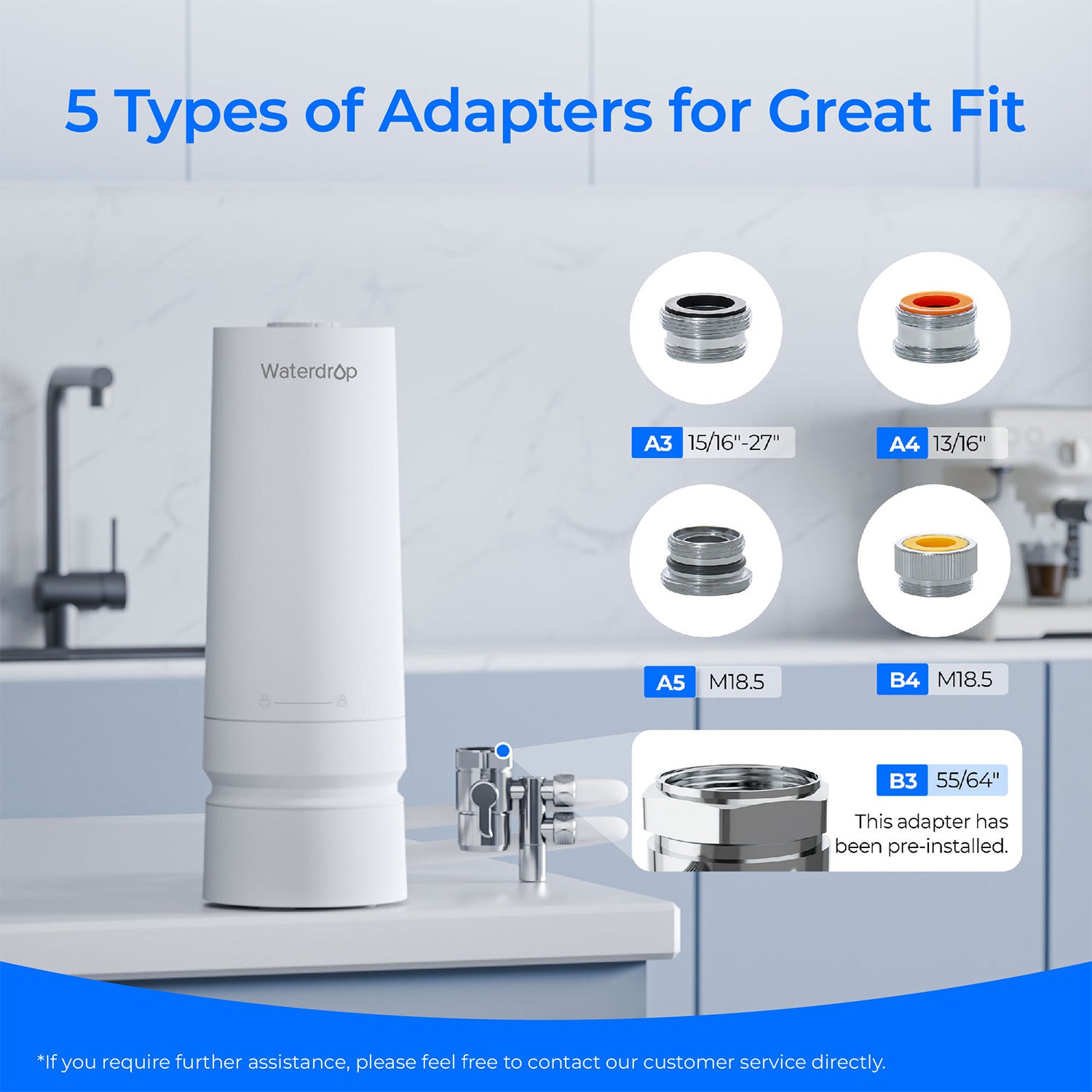 Filtro de agua para grifo de encimera Waterdrop CTF-06
