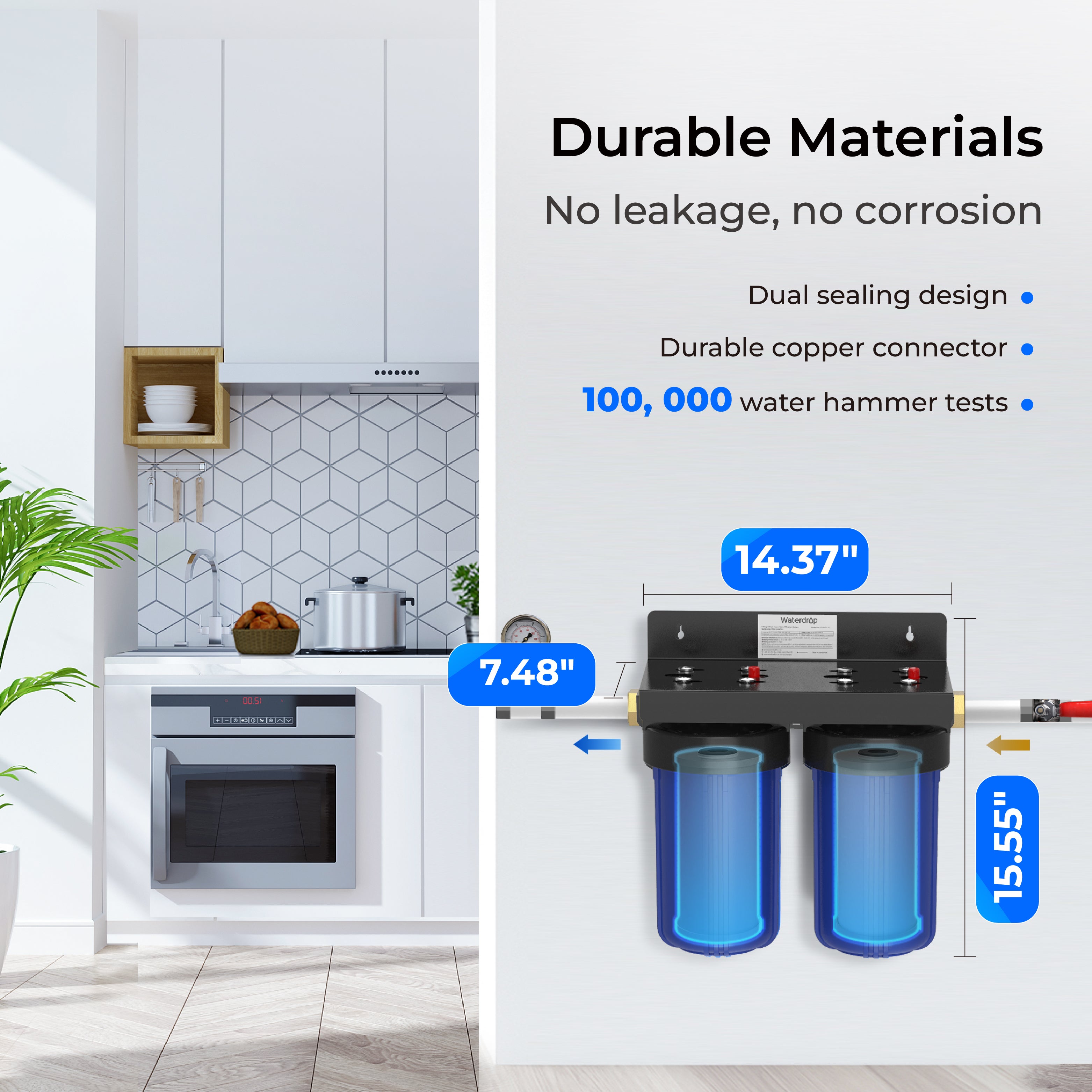Waterdrop 2-Stage Whole House Water Filter System | Reduce Iron & Manganese