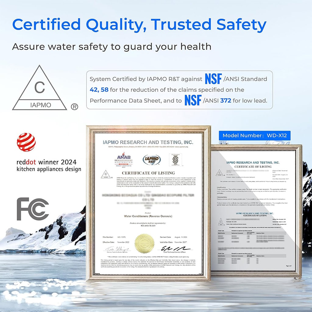 Sistema de filtración por ósmosis inversa Waterdrop Master serie X, X12, para debajo del fregadero