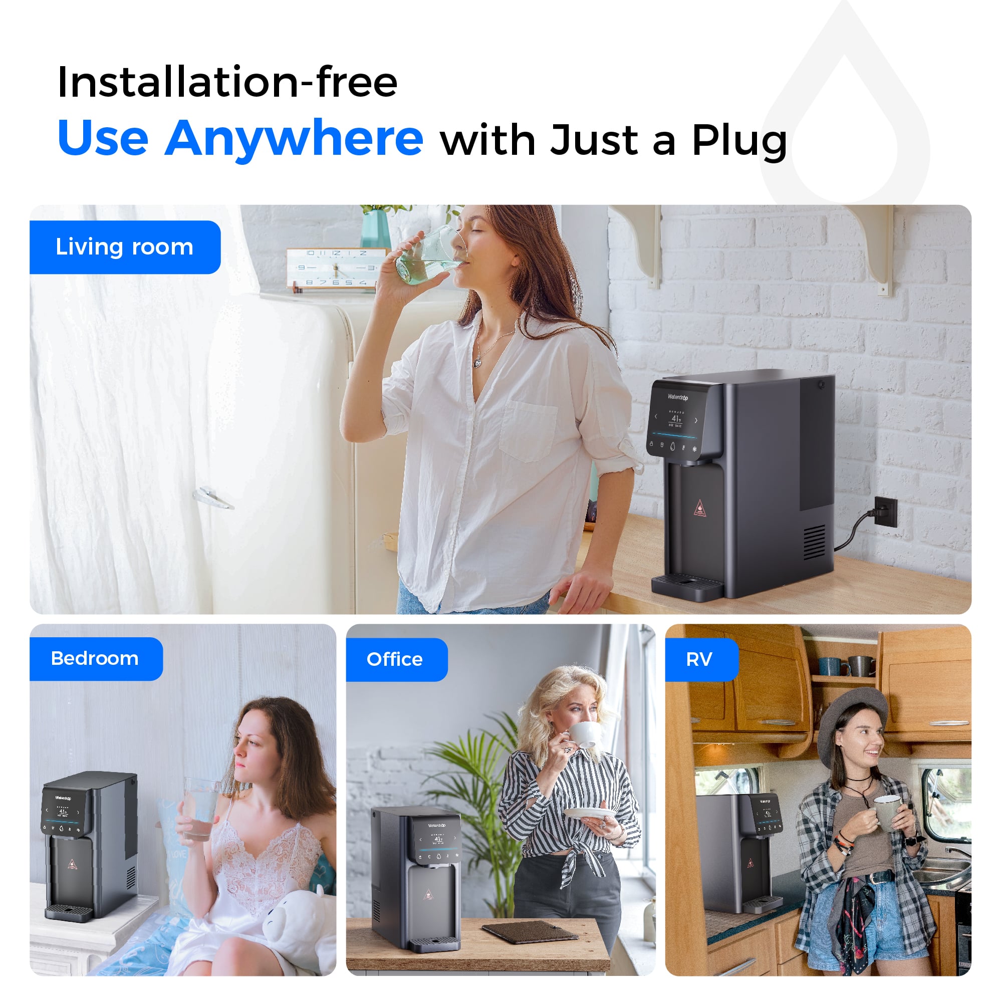 Waterdrop Master Reverse Osmosis Hot & Cold Water Dispenser, A1