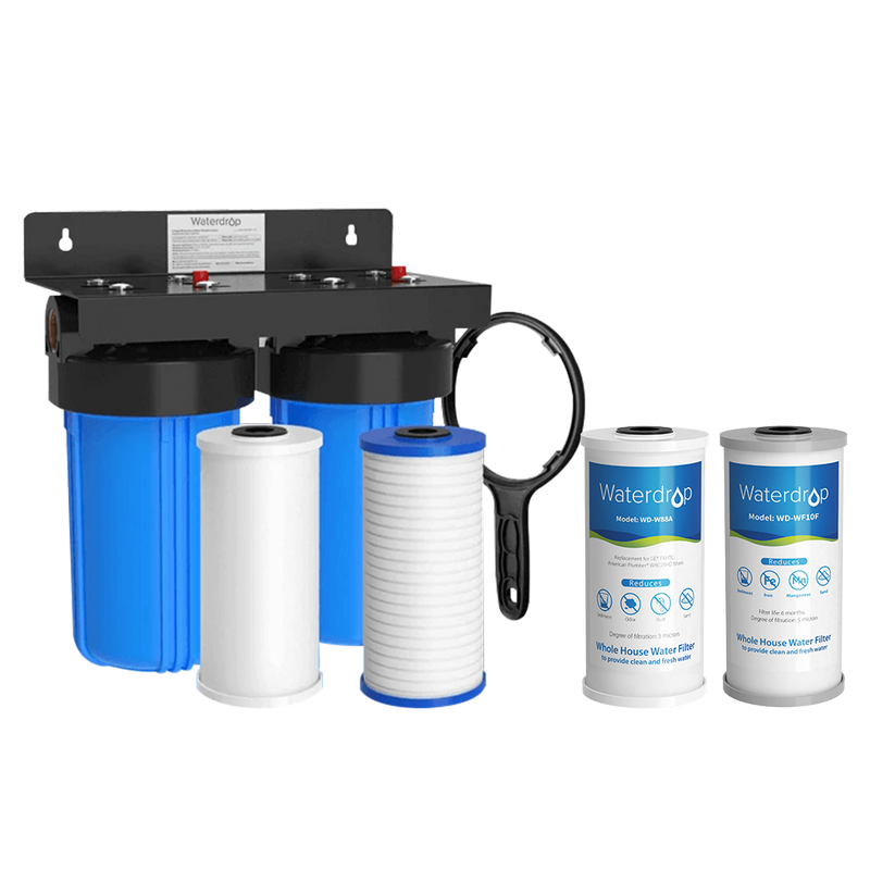 Waterdrop 2-Stage Whole House Water Filter System with Carbon Filter & Sediment Filter