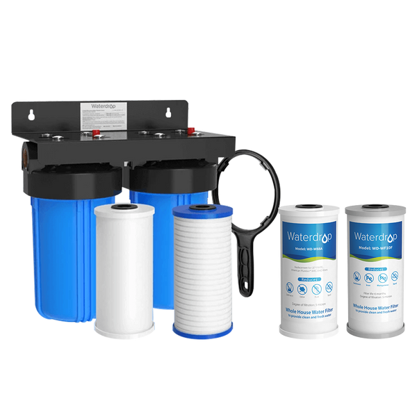 Waterdrop 2-Stage Whole House Water Filter System with Carbon Filter & Sediment Filter